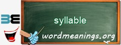 WordMeaning blackboard for syllable